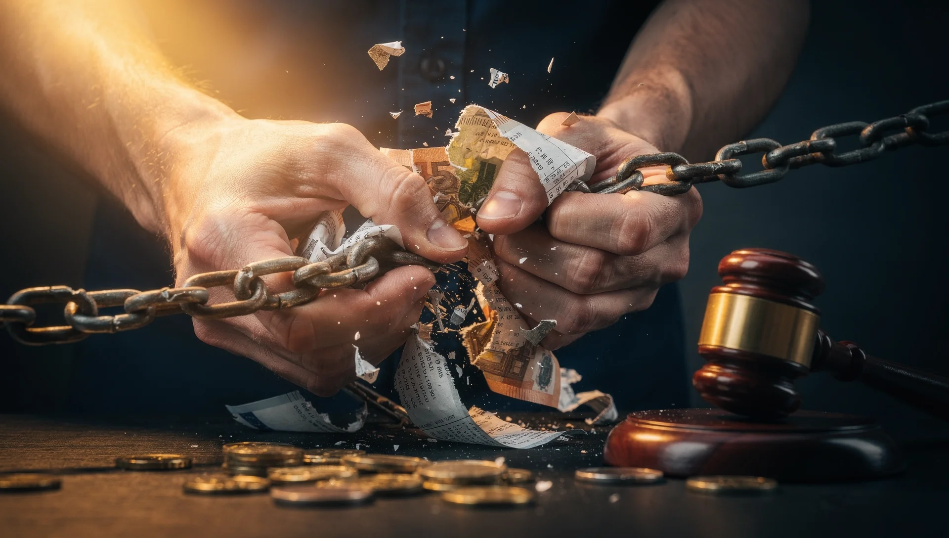 Documenti legali e calcolatrice sulla scrivania di un commercialista per procedura di sovraindebitamento